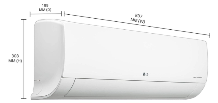 Dimension of LG 1.5 ton 5 star split AC