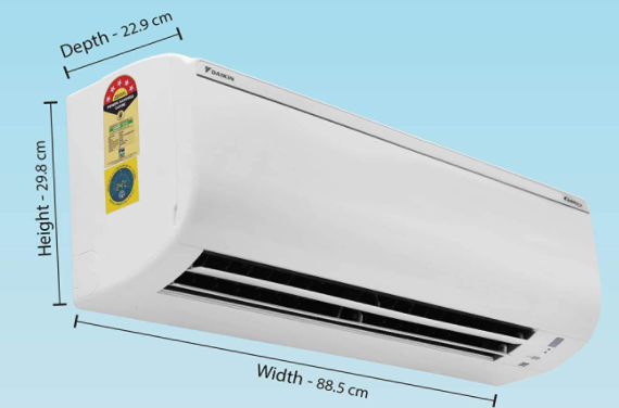 Dimension of Daikin 1.5 ton 5 star split AC