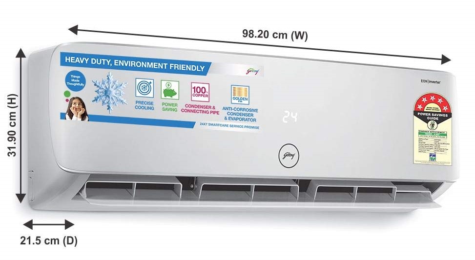 Dimension of Godrej 1.5 Ton 5 Star Inverter Split AC 